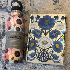 Floral Stainless Steel Flip Straw Bottle w a notebook